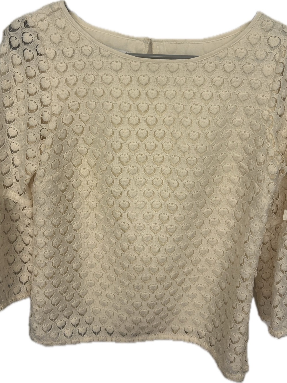 talbots RSVP Cream Textured Lace Top size p xs petite